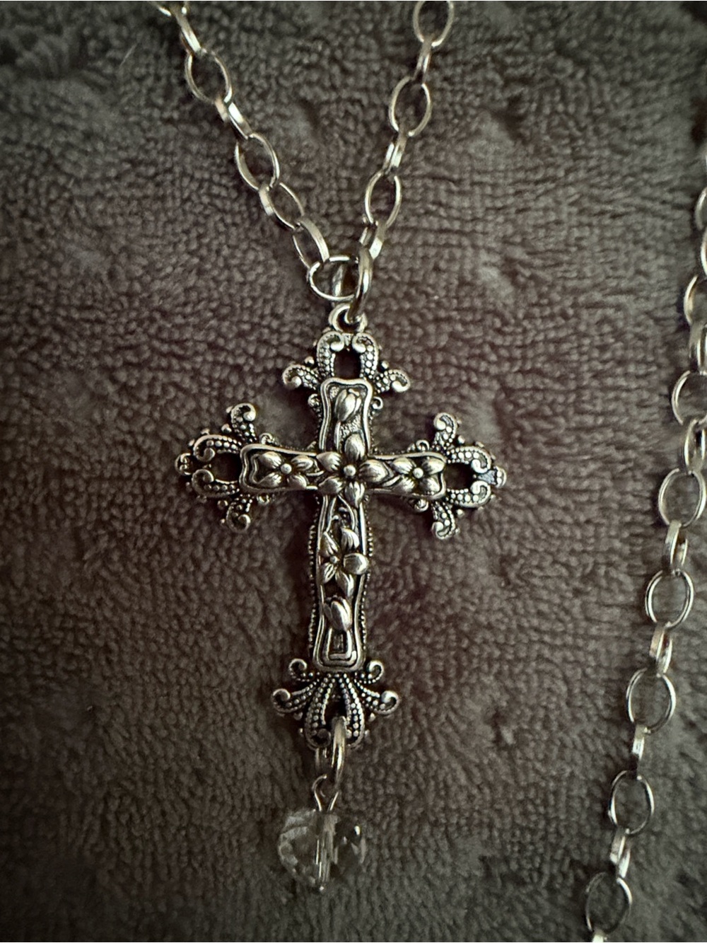 Katia Designs Silver Cross and Crystal Pendant Layered Necklace - Women Jewelry